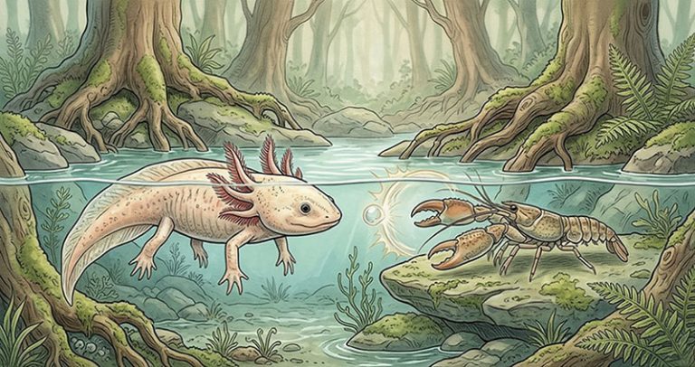 Axolotl vs Pistol Shrimp