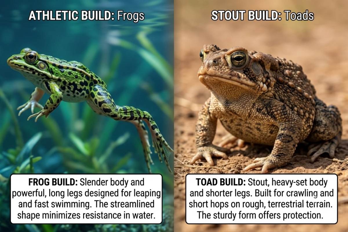 Frog vs toad Body shape