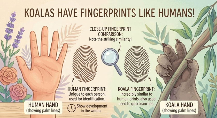 Koalas have human fingerprints
