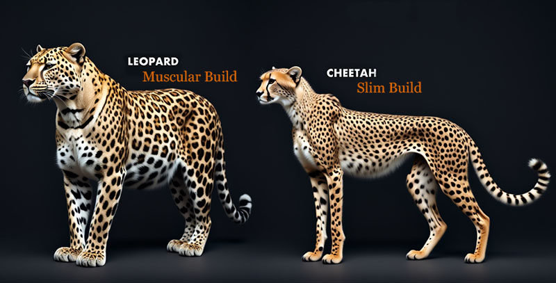 Leopard v cheetah Speed body build