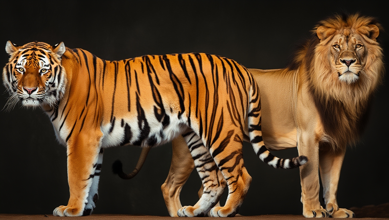 Lion and tiger coat comparison