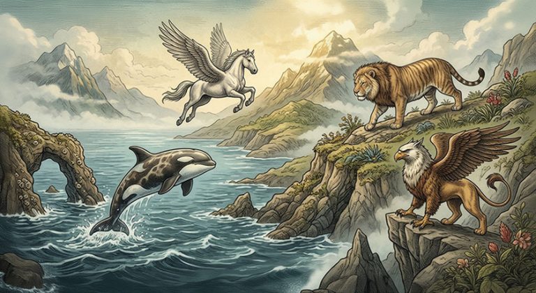 Examples of hybrid animals for kids including liger zonkey griffin and pegasus