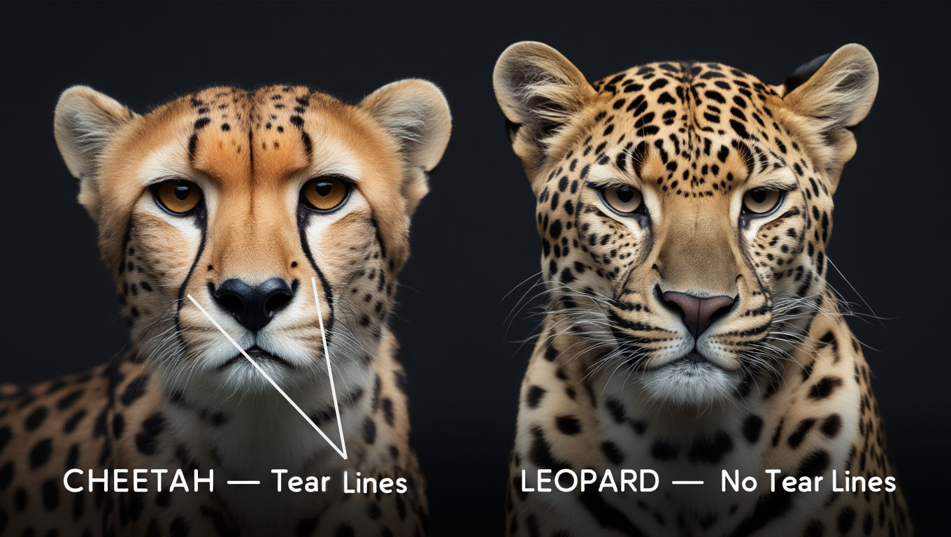 Leopard v cheetah Face Comparison